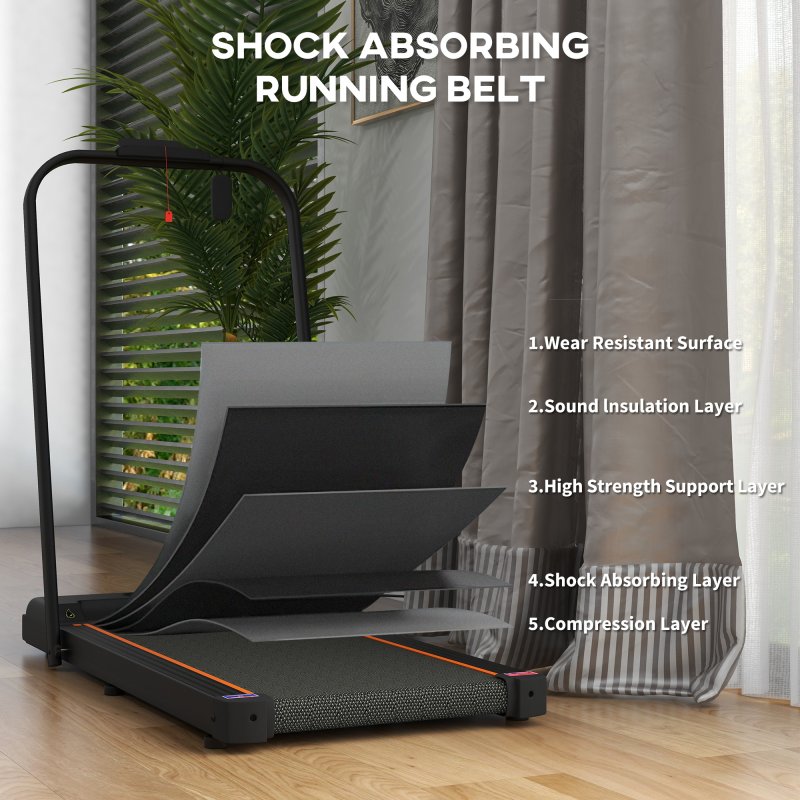 SPORTNOW 2.5HP Folding Treadmill Walking Pad, 1-6km/h Under Desk Treadmill, with Remote Control, LED Display and Phone Holder for Home Gym Office, No Assembly, Orange