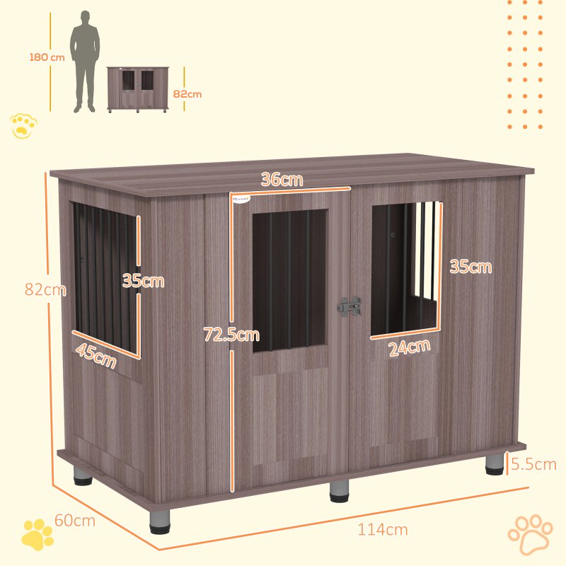 PawHut Dog Crate Furniture End Table, Pet Kennel for Extra Large Dogs with Magnetic Door Indoor Animal Cage, Purple, 114 x 60 x 82 cm
