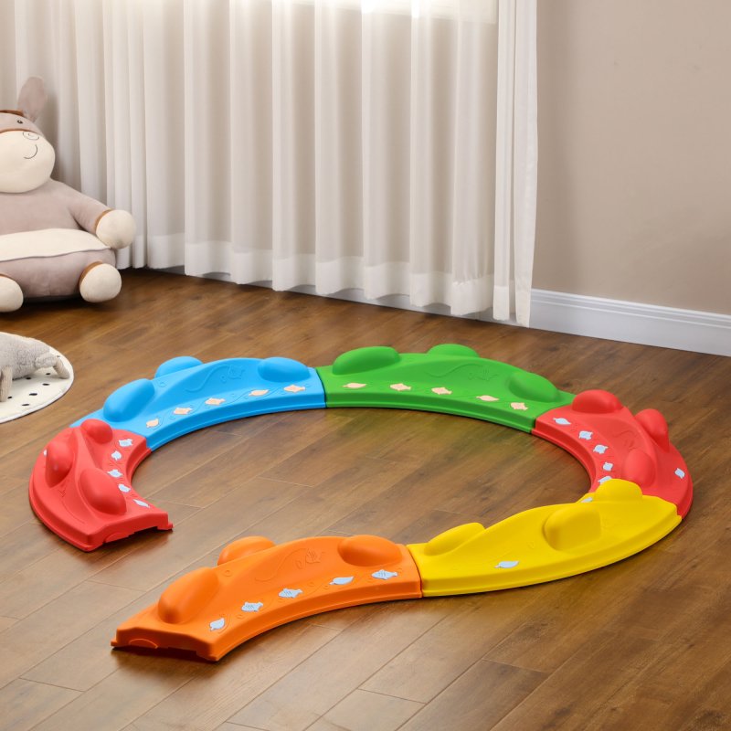 ZONEKIZ Stepping Stones Kids Balance Beam 6 PCs Stackable Outdoor Indoor Obstacle Course Sensory Play