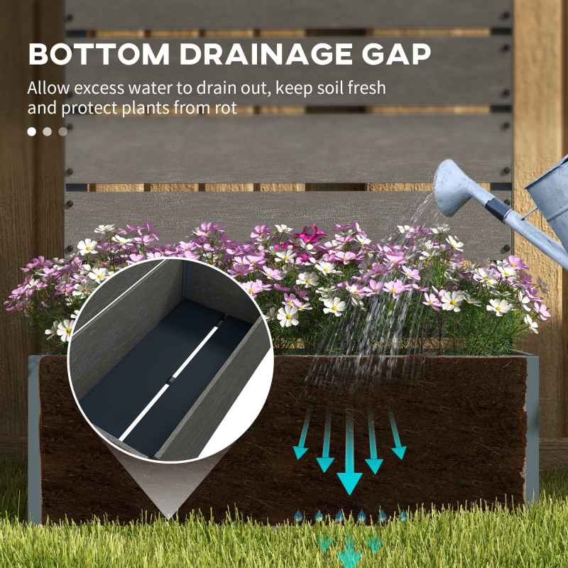Outsunny Garden Planter with Trellis for Climbing Plants, Vines, Flowers, Freestanding Raised Bed for Garden, Outdoor, Patio, Planter Box with Drainage Gap, 72x38x150cm, Dark Grey
