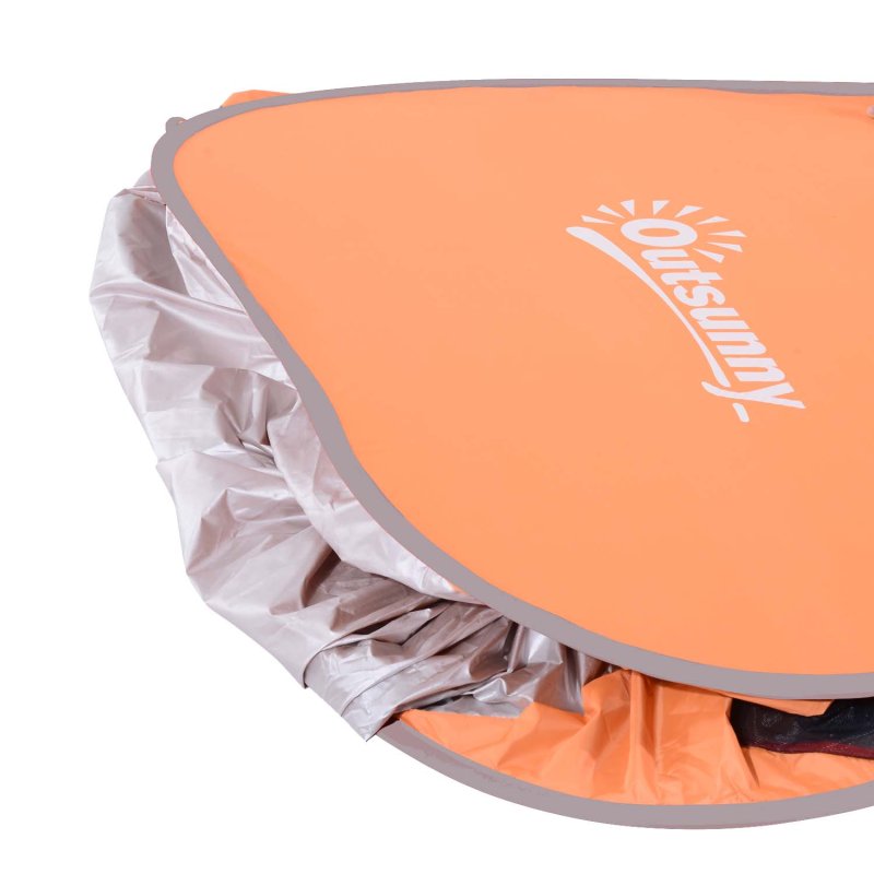 Outsunny Pop up Beach Tent, UV 30+ Portable Sun Shelter with Carry Bag, 2x1.5m for 2-3 Person, Orange