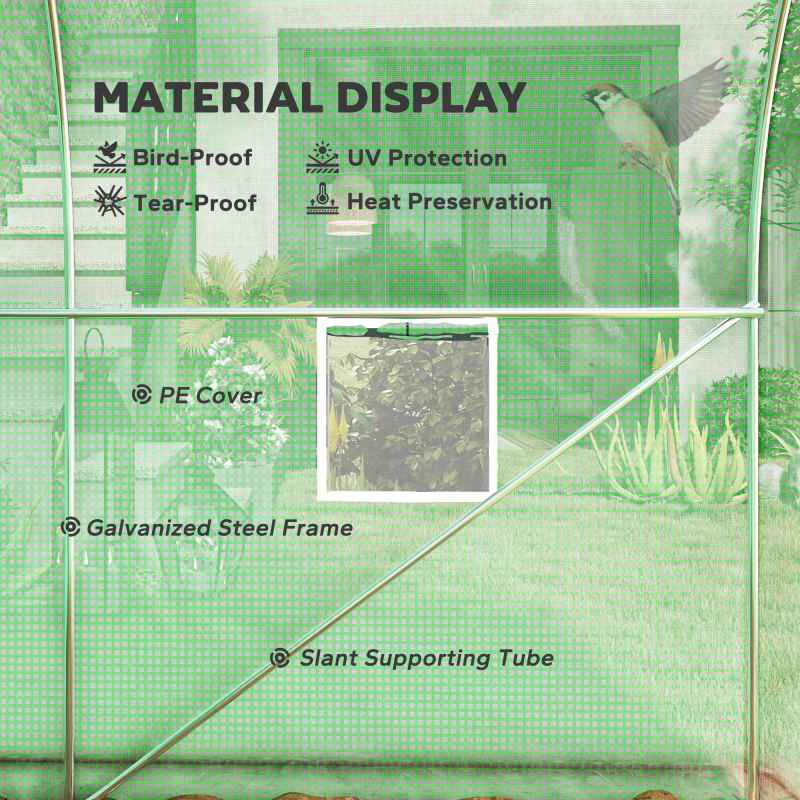 Outsunny 3L x 2W x 2H m Polytunnel Greenhouse, Walk-in Polytunnel Outdoor Garden Flower Vegetable Planter with Zipped Door