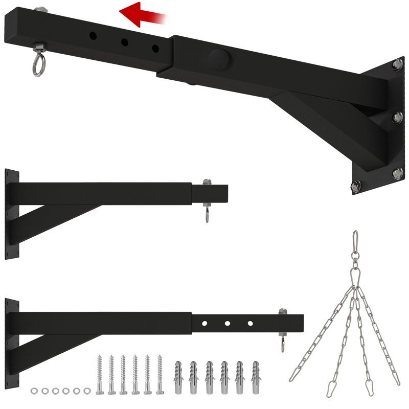 SPORTNOW Punch Bag Bracket, 5-Length Adjustable Boxing Bag Bracket, Heavy Duty Punch Bag Wall Bracket, for Home Gym, Kickboxing, Muay Thai, Punching Training