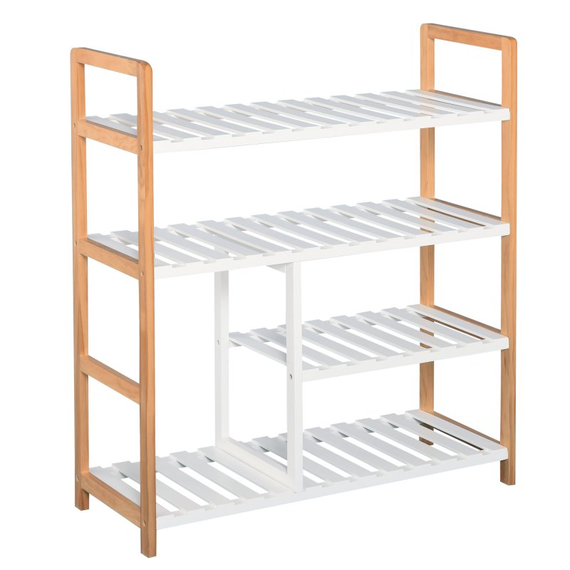 HOMCOM 4 Tier Shoe Racks Storage Stand Shelf Organizer Wood Frame 78 x 68 x 26 cm Hallway Furniture
