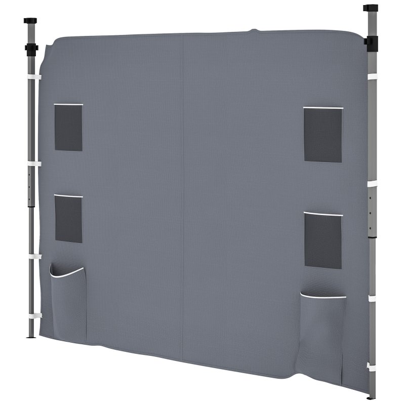 Outsunny Gazebo Side Panel, Canopy Sidewall Panel with 4 Mesh Bags and 2 Storage Pockets for 3 x 3 m Straight Leg Pop Up Gazebos, 1 Pack Sidewall Only, Grey