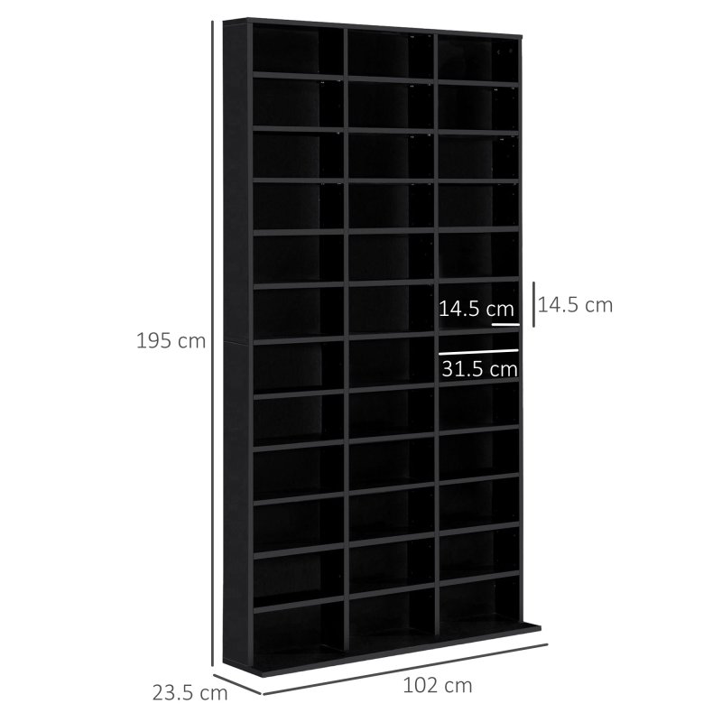 HOMCOM 1116 CD/ 528 DVD Storage Shelf Rack Media Storage Unit Shelves Racks Wooden Display Unit with 10 Adjustable Shelves