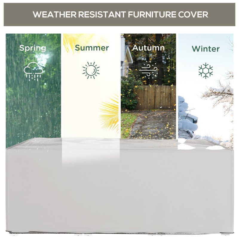 Outsunny Outdoor Garden Furniture Cover Waterproof, Anti-UV 600D Heavy Duty Oxford Fabric Patio Furniture Cover for Rectangular Sofa Table Set, Grey, 210 x 140 x 80 cm
