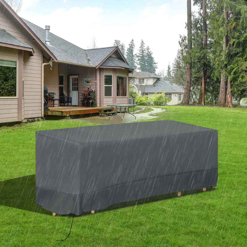 Outsunny Rectangular Patio Garden Furniture Cover Waterproof for 3 Seater Sofa Bistro Set, UV Resistant Protection 600D Oxford Fabric Rattan Lounge Clean Cover, 190 x 72 x 76cm