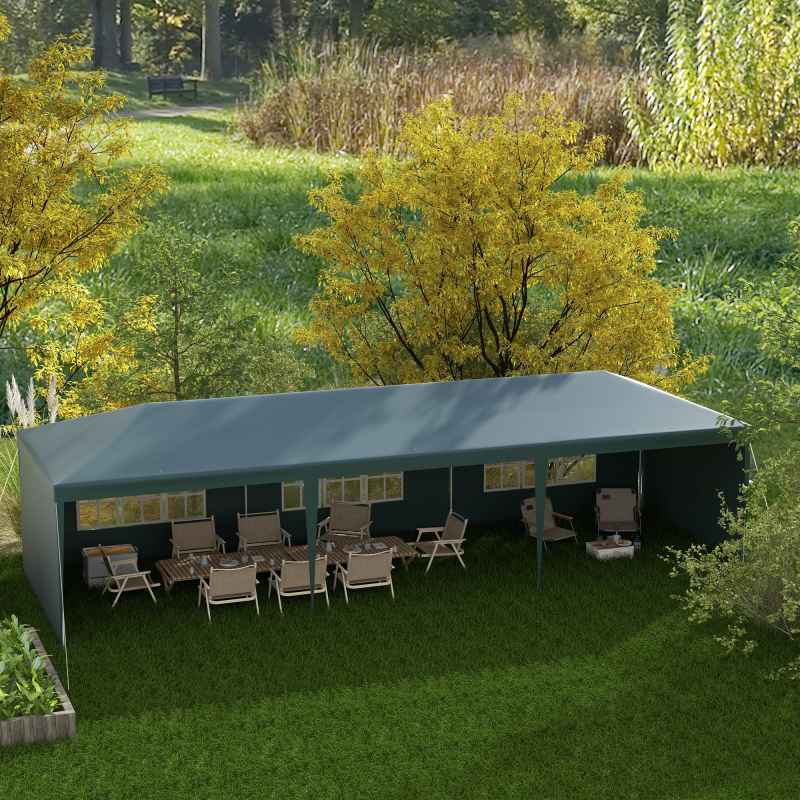 Outsunny Garden Gazebo Marquee Party Wedding Tent Canopy (9m x 3m) - Green