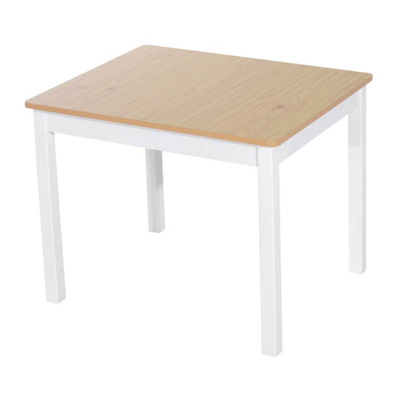 HOMCOM 4-Piece Kids Table and Chair Set with 2 Wooden Chairs, 1 Storage Bench, and Interesting Modern Design, Beige/White