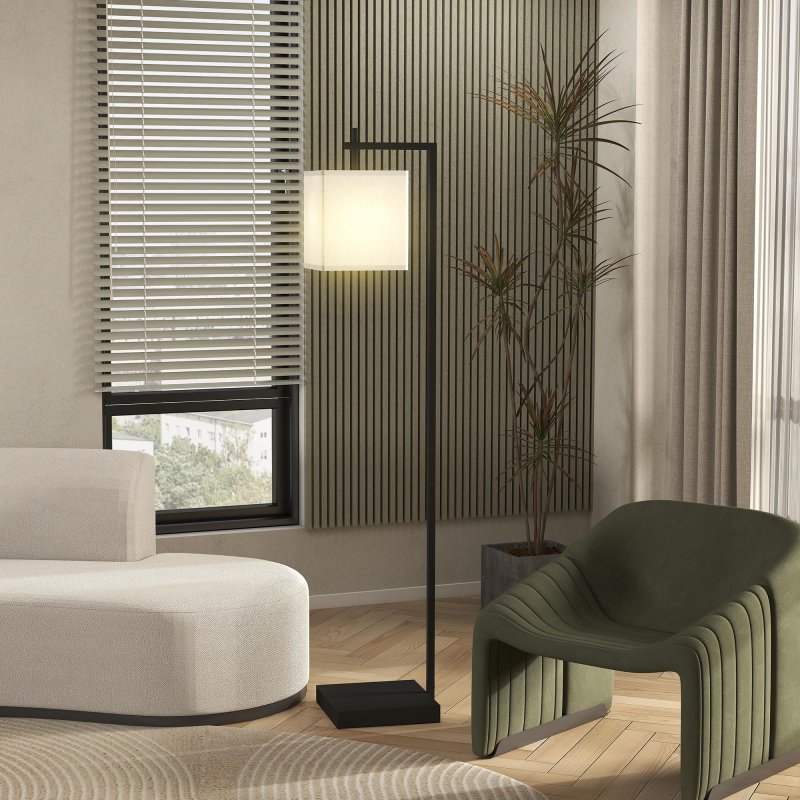 HOMCOM Floor Lamp for Living Room, 66" Modern Tall Standing Lamp with Adjustable Colour Temperatures & 10 Brightness Levels, Remote Control and Foot Switch for Bedroom Office, 9W LED Bulb Included