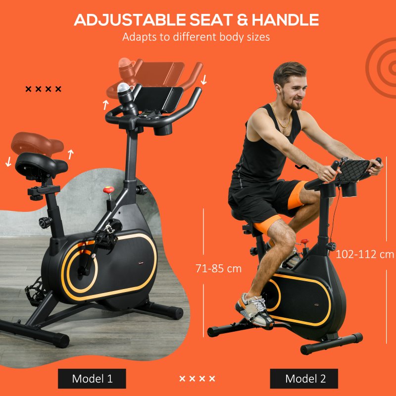 SPORTNOW Exercise Bike, Magnetic Indoor Cycling Bike, 264lbs Weight Capacity Stationary Bike, with Silent Flywheel, LCD Display, Bottle/Tablet Holder, Comfortable Seat, for Home Cardio Workout