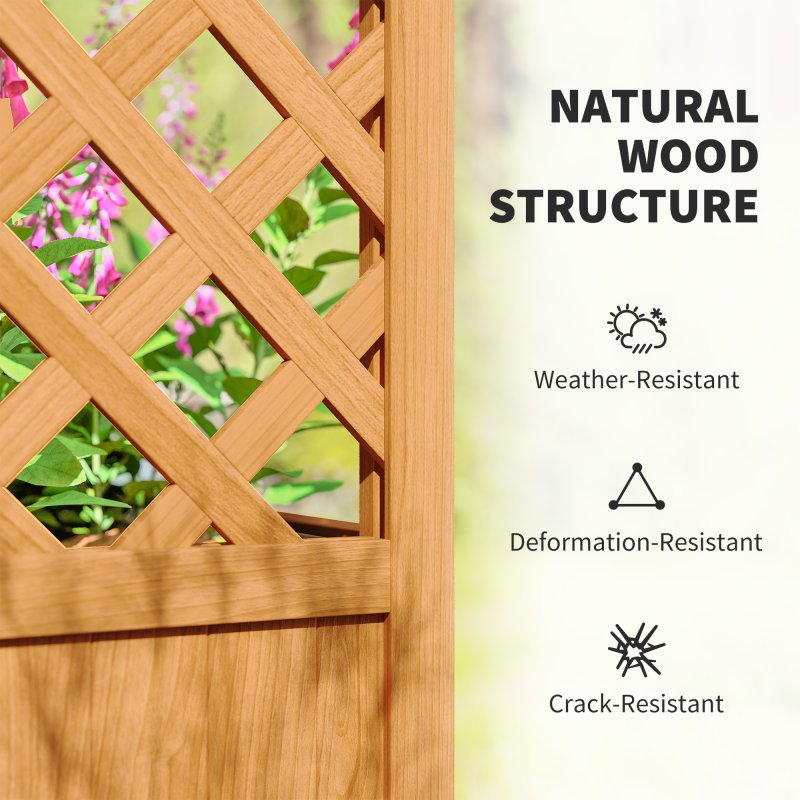 Outsunny Wooden Raised Garden Bed with Arch Trellis, Fabric Liner, Garden Planter Box with Drainage Holes, Trellis Planter for Vine Climbing Plants, Flowers, Herbs, Vegetables, 83 x 36 x 145 cm