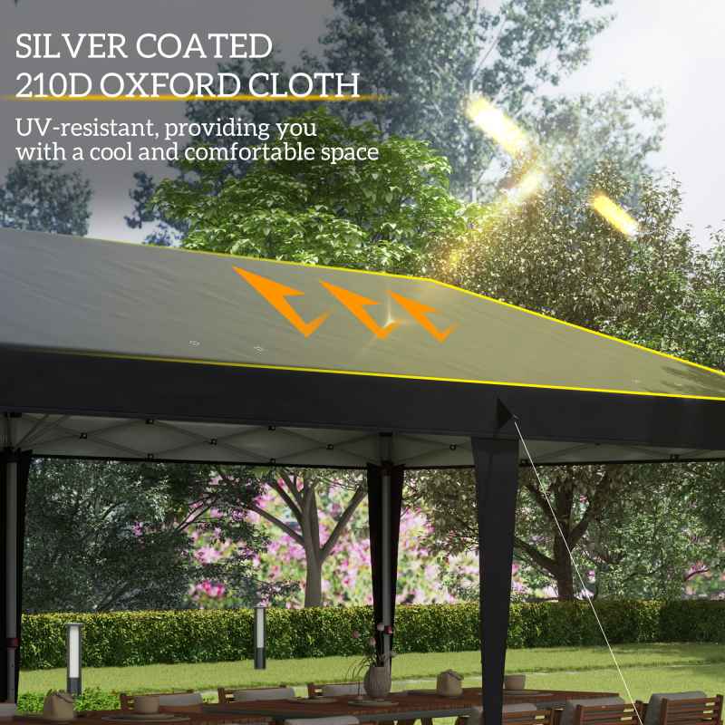 Outsunny Pop Up Gazebo 3 x 6m, Foldable Canopy Tent, Height Adjustable Wedding Awning Canopy w/ Carrying Bag, Black