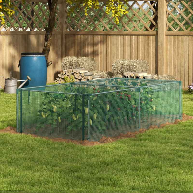 Outsunny 8' x 4' Crop Cage, Plant Protection Tent with Zipped Door and Galvanised Steel Frame, Fruit Cage Netting Cover for Garden and Outdoors Green