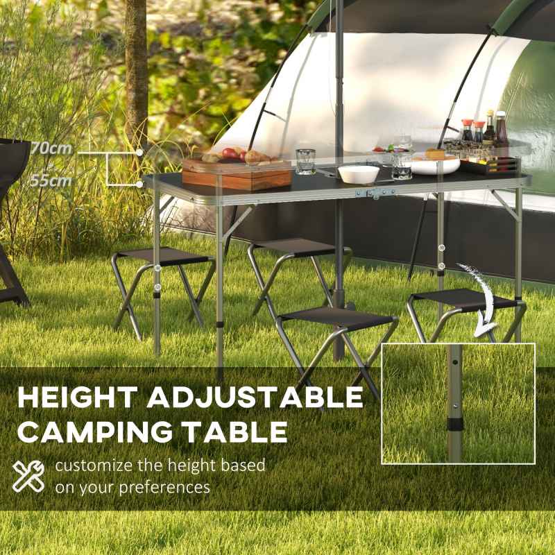 Outsunny 4ft Folding Picnic Table and Chairs, Portable Camping Table and Chairs Outdoor Indoor Use for BBQ Picnic Garden Parties