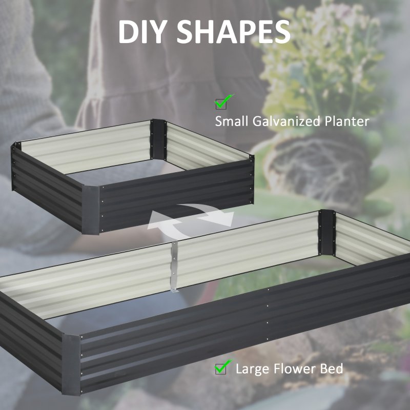 Outsunny 120 x 80cm/241L x 90.5cm Galvanised Raised Garden Bed, Metal Elevated Planter Box with Open Bottom, Outdoor Flower Pot for Growing Flowers, Herbs, Grey