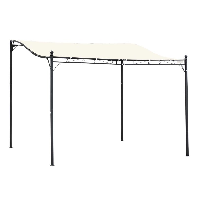 Outsunny 3 x 3 Meters Canopy Metal Wall Gazebo Awning Garden Marquee Shelter Door Porch, Cream White