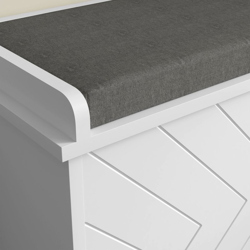 HOMCOM Shoe Bench, Entryway Bench with Flip Drawer, Seating Cushion and Adjustable Shelf for 10 Pairs of Shoes for Hallway, White