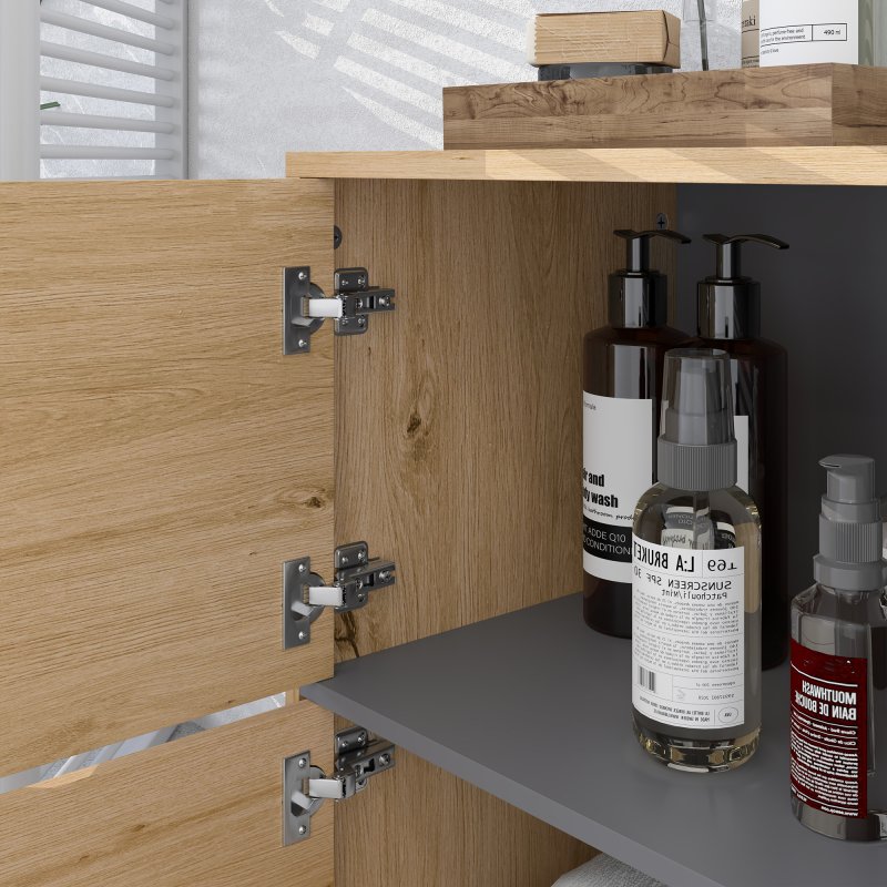 HOMCOM Bathroom Storage Unit, Bathroom Storage Cabinet, Freestanding Bathroom Cabinet with Open Compartments and Double Doors