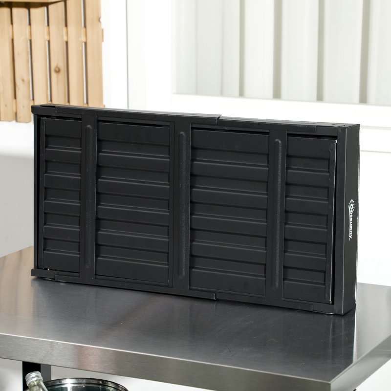 Outsunny Portable Charcoal Grill with Pull-Out Charcoal Basin, Folding Tabletop Barbecue, Compact Camping BBQ, Galvanised Metal, 73 x 31 x 38 cm, Black