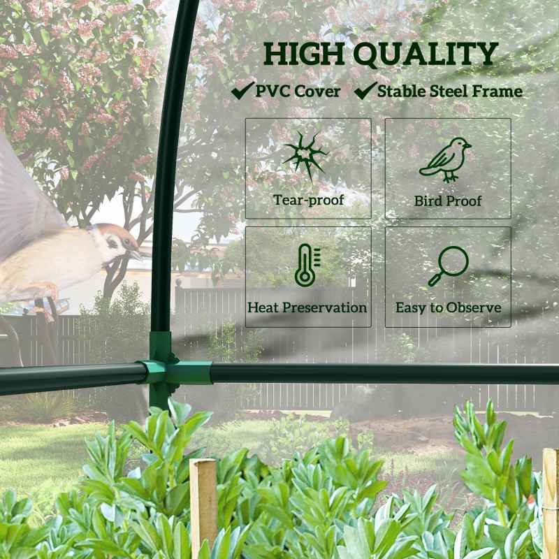 Outsunny Walk-In Greenhouse with Zipped Roll Up Doors, Lean-to Small Greenhouse with Plastic Cover and Sloping Top for Flowers, Vegetables and Herbs, 143cm x 118cm x 212cm, Clear