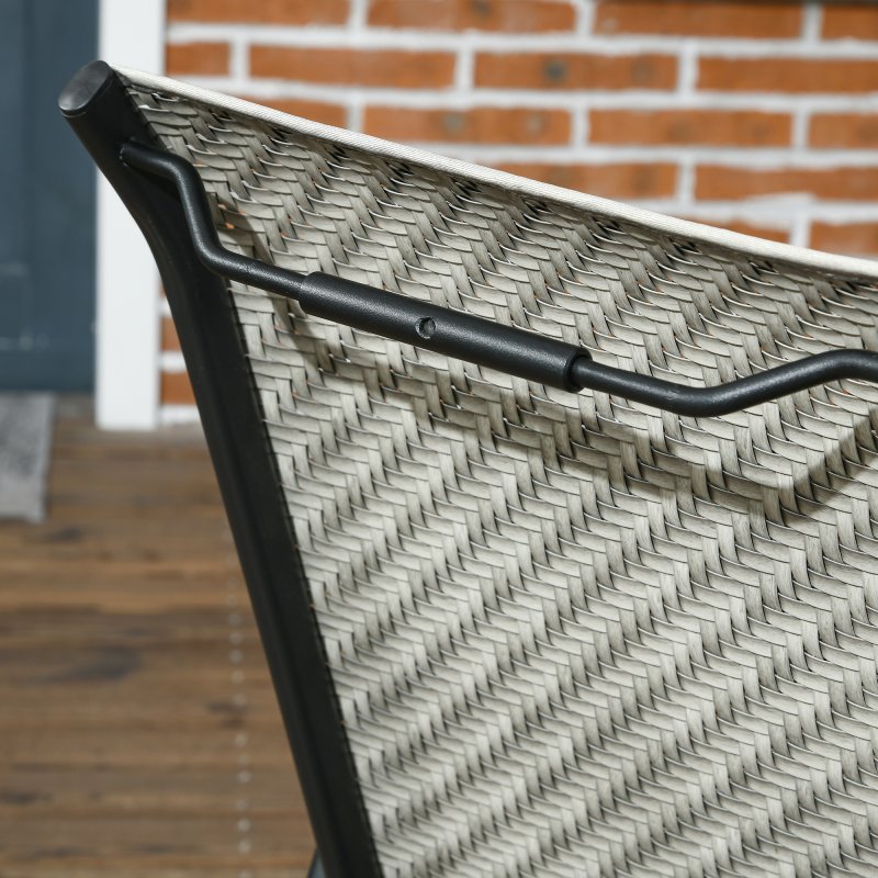 Outsunny Stackable Outdoor Chairs Set of 4, Rattan Garden Chairs with Armrests and Backrest for Deck, Mixed Grey