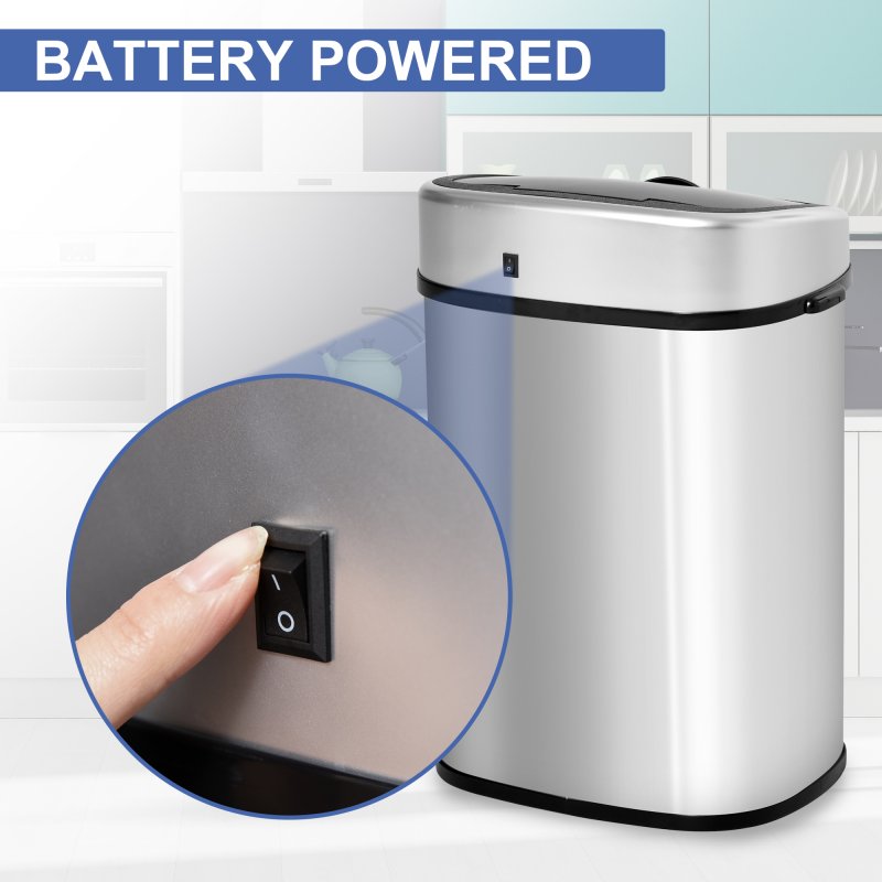 HOMCOM Stainless Steel Kitchen Sensor Dustbin Automatic Touchless Rubbish Garbage Waste Bin Silver