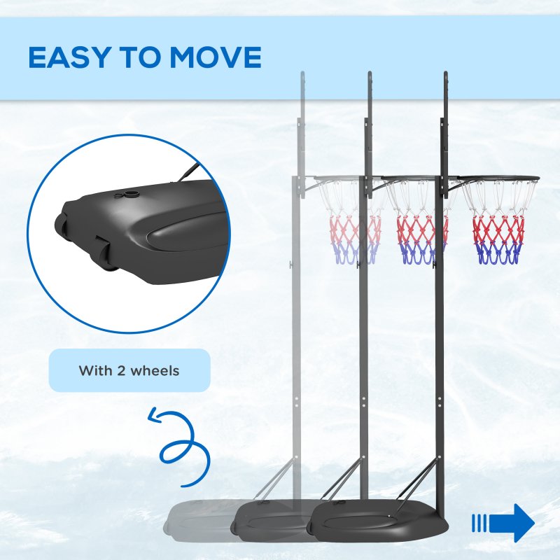 SPORTNOW Height Adjustable Basketball Hoop and Stand, Free Standing Portable Basketball Hoop System with Weighted Base and Wheels, for Kids Junior Adults, 1.7-2.3(m)