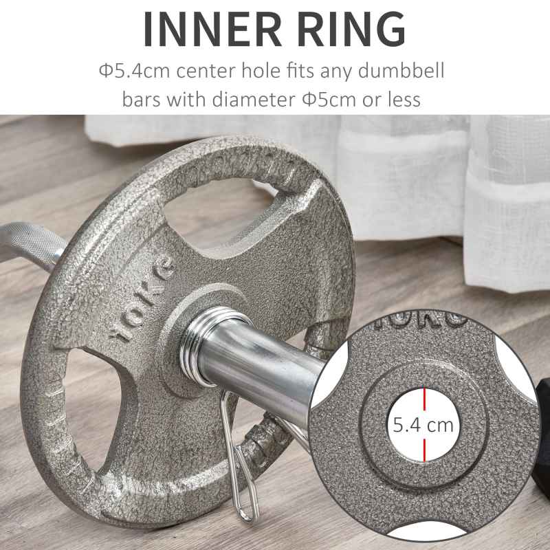 HOMCOM Set of 2 Cast Iron Weight Plates for 2