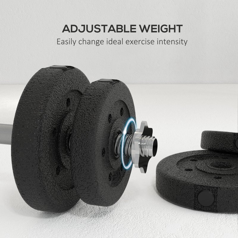 HOMCOM 30KG Adjustable Weights Dumbbells Set, Dumbbell Hand Weights for Home Office Gym Body Fitness Lifting Training, Black