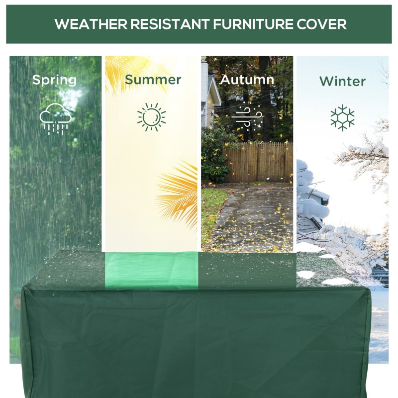 Outsunny Outdoor Garden Furniture Cover Waterproof, Anti-UV 600D Heavy Duty Oxford Fabric Patio Furniture Cover for Rectangular Sofa Table Set, Green, 245 x 165 x 55 cm