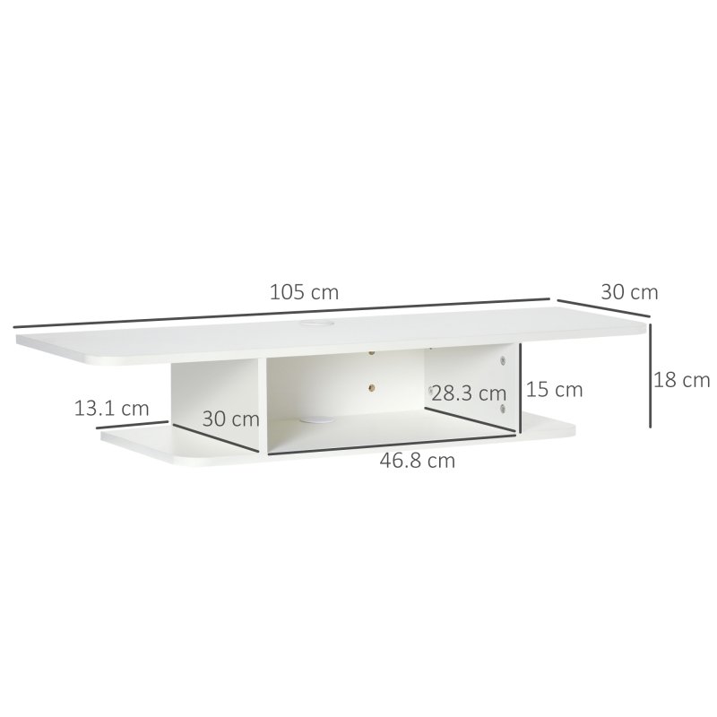 HOMCOM Floating TV Unit Stand for TVs up to 40", Wall Mounted Media Console with Storage Shelf, Entertainment Center
