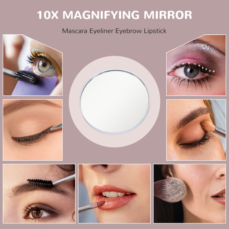 HOMCOM Hollywood Vanity Mirror with Lights, 37x46 cm Lighted Makeup Mirror with 3 Colour, 12 LED Bulbs, 10X Magnifying, USB Charging Port, Phone Holder, 360 Rotation, Touch Screen