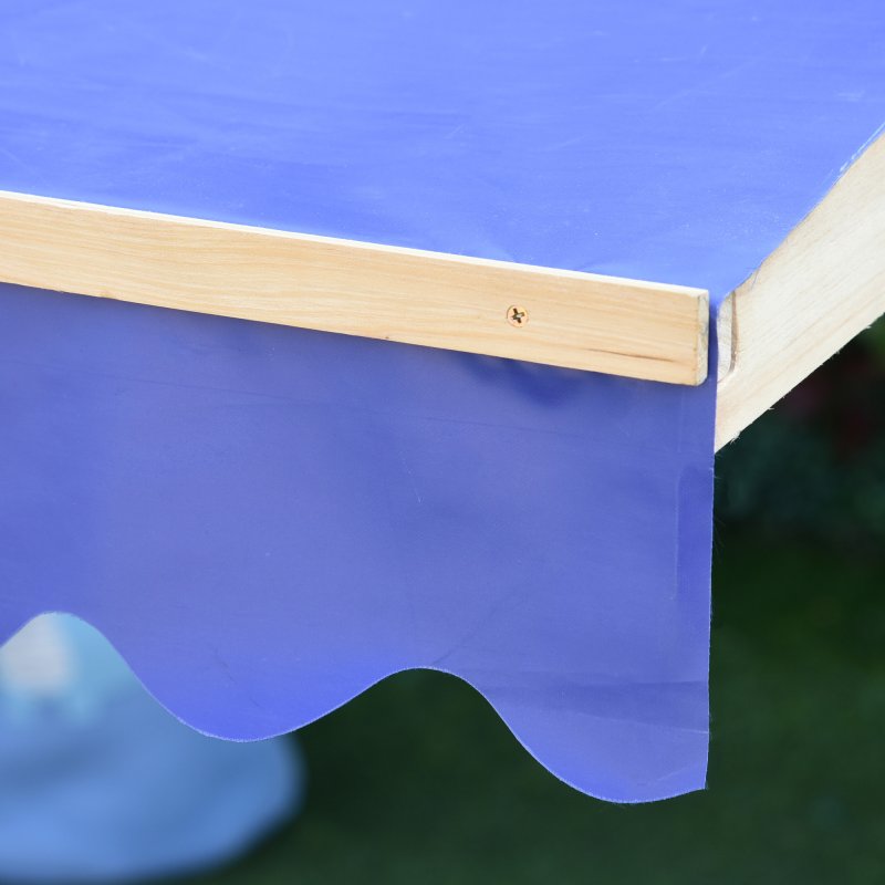 Outsunny Kids Wooden Sand Pit Sandbox Children Square Outdoor Playset Adjustable Canopy Bench Seat 120x120x120cm
