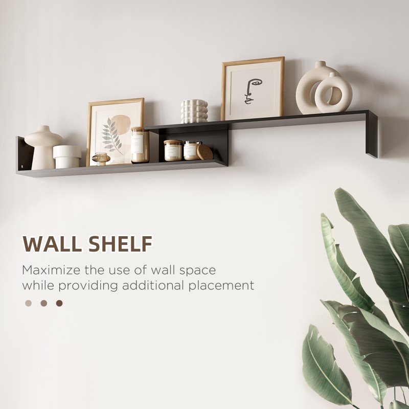 HOMCOM Modern TV Cabinet with Wall Shelf, TV Unit with Storage Shelf and Cabinet, for Wall-Mounted 65" TVs or Standing 40" TVs