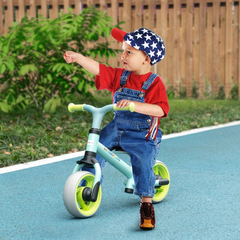 AIYAPLAY 8" Baby Balance Bike with Adjustable Seat, Lightweight Training Bike for Children with EVA Wheels, Easy Installation, No Pedals, for Ages 18-48 Months - Green
