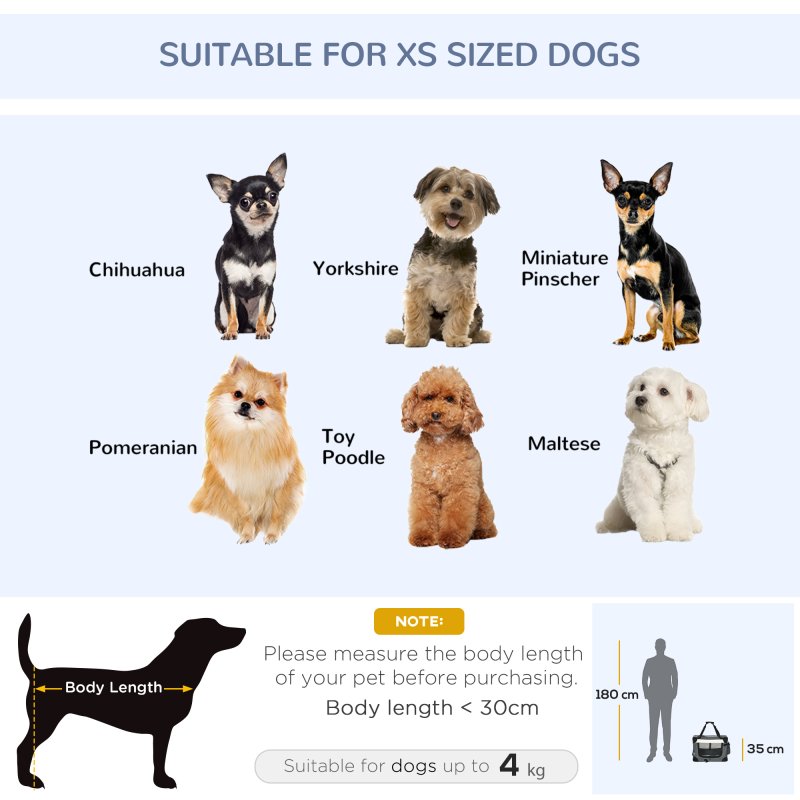 PawHut 51cm Foldable Pet Carrier for Miniature Dogs, Portable Cat Carrier Soft Side Pet Travel Crate with Removable Mat, Breathable Mesh - Grey