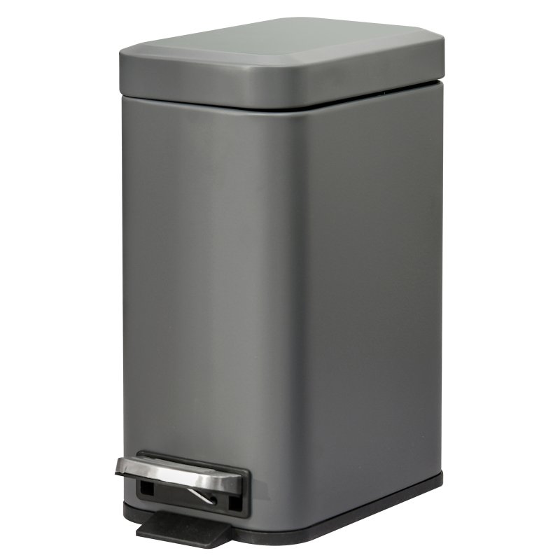 HOMCOM 5L Rectangular Compact Bin Steel Body Removable Bucket Quiet-Close Lid w/ Pedal Lid Rubbish Trash Can Home Office Bedroom Bathroom Living Room Garbage Tidy Clean 