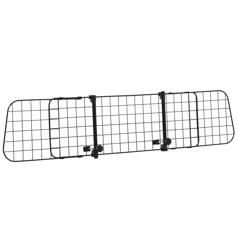 PawHut Heavy Duty Pet Dog Car Barrier Adjustable Ventilated Mesh Wire Guard Auto Vehicle Fence Protector SUVs Black 91-152 cm