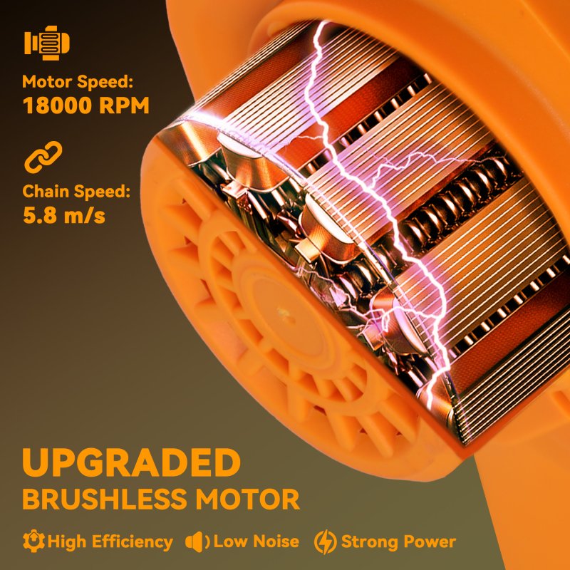 Outsunny 8 Inch Electric Chainsaw, Cordless Mini Chain Saw with Brushless Motor, 2 x 4000mAh Batteries and Safety Lock, Handheld Portable Wood Pruning Saw for Trimming Cutting, Orange