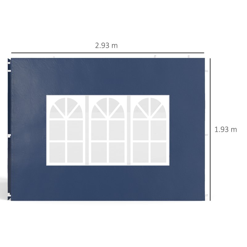 Outsunny Gazebo Side Panels with Window for 3x3(m) or 3x6m Gazebo Canopy, 2 Pack Sides Replacement, Blue