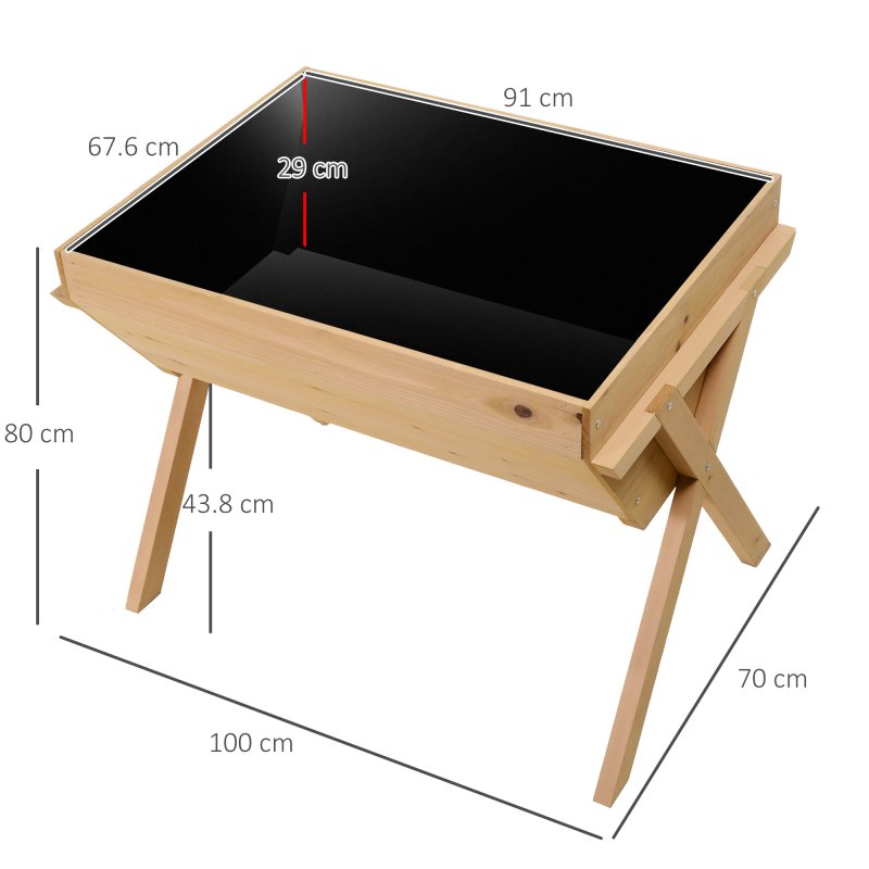Outsunny Wooden Raised Garden Bed with Bed Liner, Elevated Planter Box with Legs, for Vegetables Flowers Herbs, Outdoor and Indoor Use