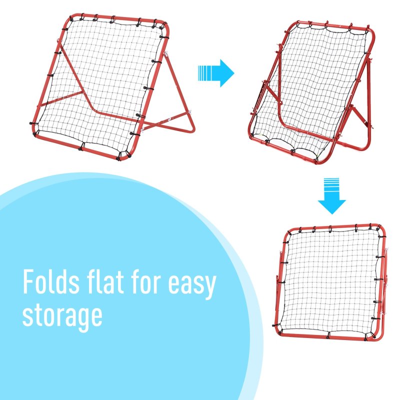 HOMCOM Rebounder Net Practise Kickback Target Goal with 5 Angles, for Teens, Adults, Softball, Football Training, Red