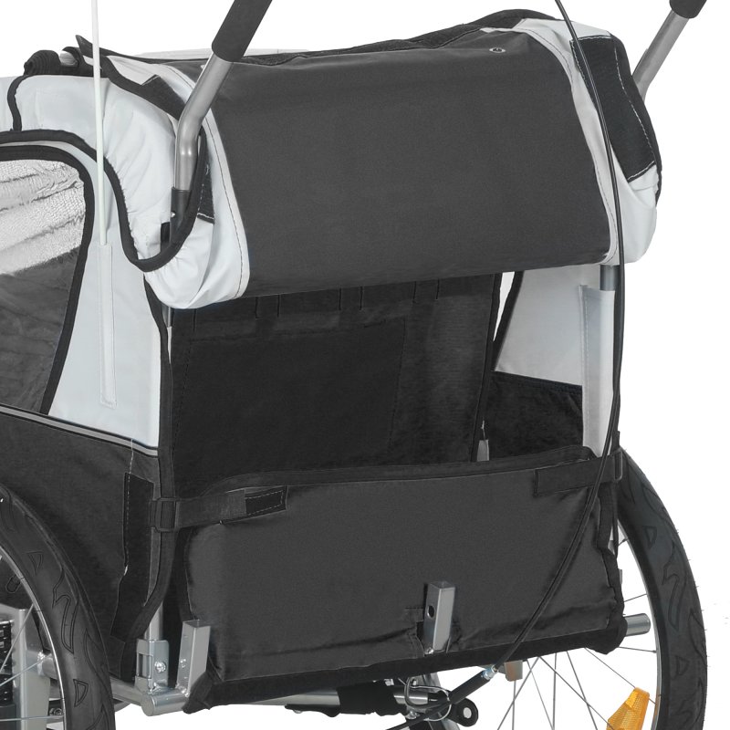 HOMCOM 2 Seat Bike Trailer for Kids, Baby Bike Stroller with 5 Point Harness, Child Bicycle Trailer with Safety Flag, Reflectors, Windproof Curtain, for 18+ Months, Black