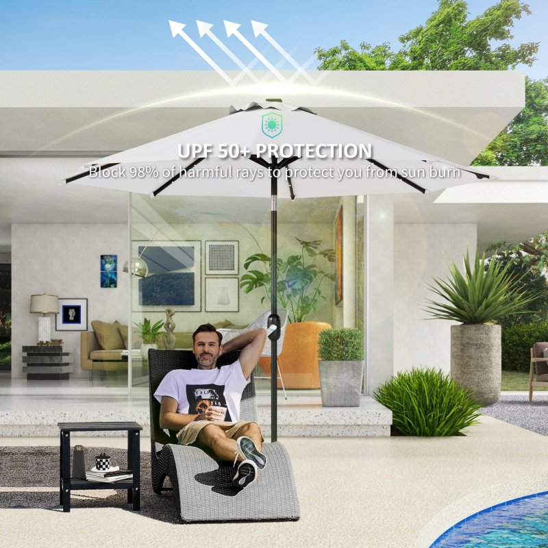 Outsunny 3 m Replacement Parasol Canopy with Top Vent, UPF 50+ Garden Parasol Replacement Canopy, 8 Rib Parasol Cover Replacement Fits Various Frames