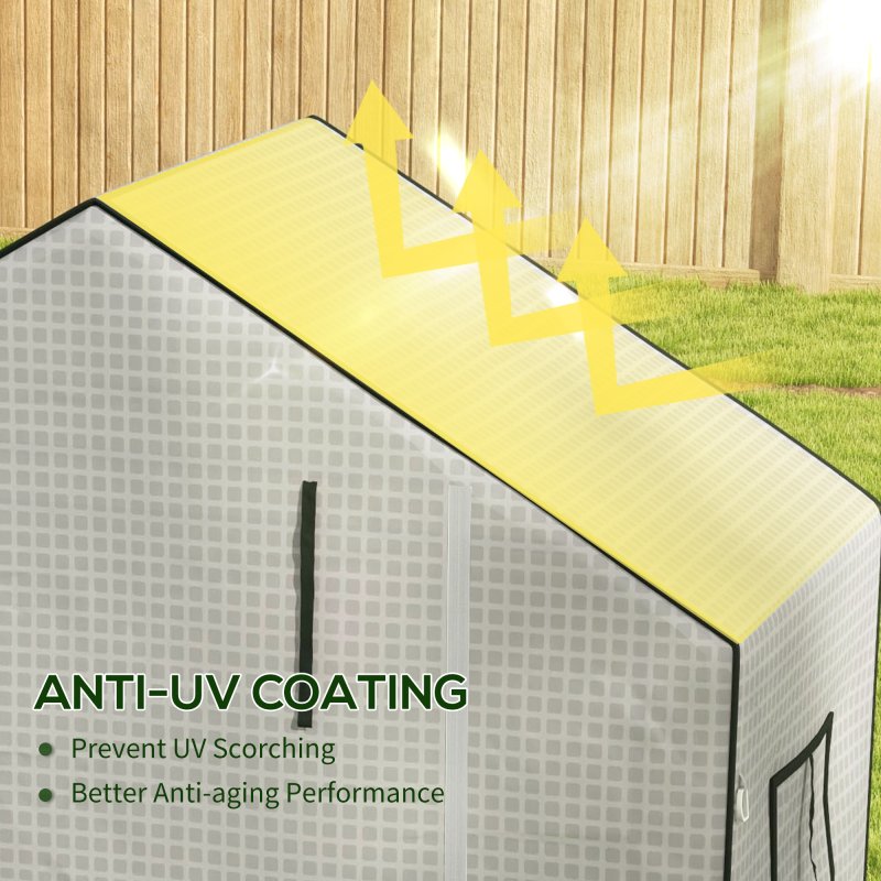 Outsunny Walk-in Greenhouse Cover Replacement with Roll-up Door and Mesh Windows, Reinforced PE Hot House, Cover COVER ONLY, 140 x 73 x 190cm, White