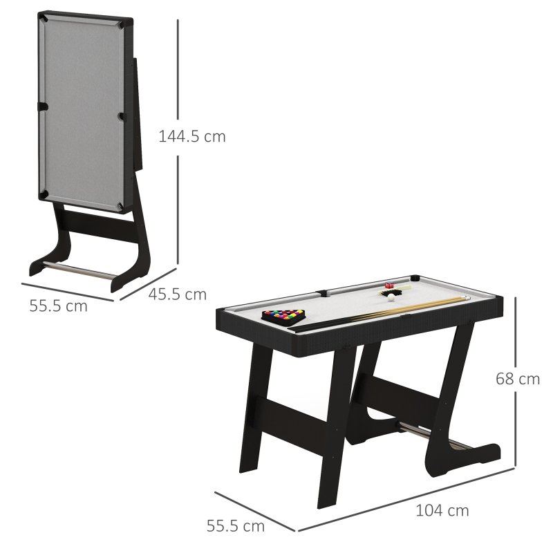 SPORTNOW Folding Pool Table Set, 104cm Mini Snooker Table with 2 Cues, 16 Balls, Chalk, Triangle, Brush, Portable Billiards Table for Youth and Adults, Grey