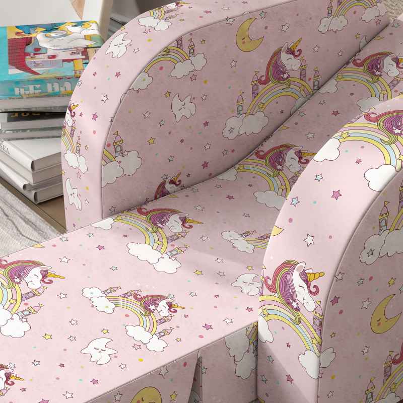 AIYAPLAY Kids Armchair, 2 in 1 Foldable Toddler Chair, Soft Snuggle Sponge Filled Recliner, for Bedroom Playroom Living Room, for Boys & Girls 18 Months to 3 Years - Pink