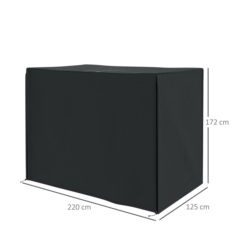 Outsunny 3 Seater Garden Swing Cover, Waterproof Swing Chair Cover, Windproof and Anti-UV 420D Outdoor Swing Bench Cover with Zip, 220 x 125 x 172cm, Black